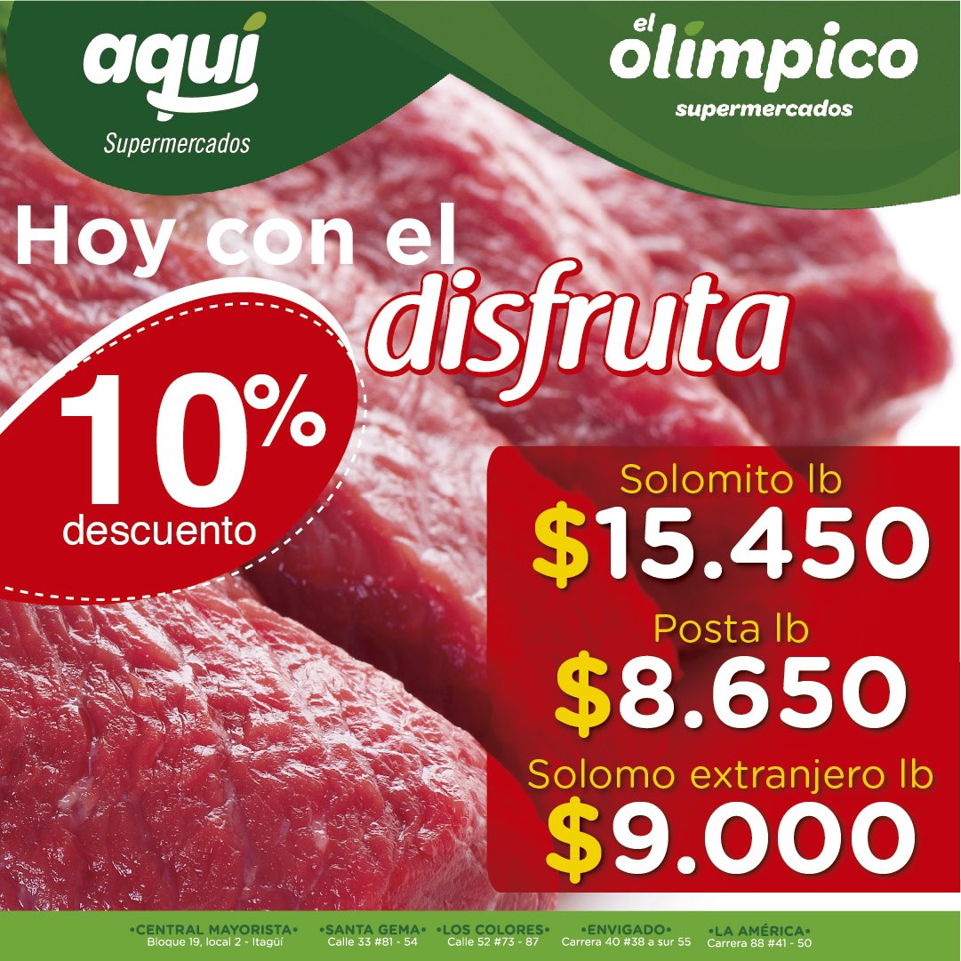 Aquisuper's tweet photo. Los miércoles son más que especiales. 10% de descuento en carnes. 🤗🥩🥩🥩 https://t.co/peFB3Gz7lH