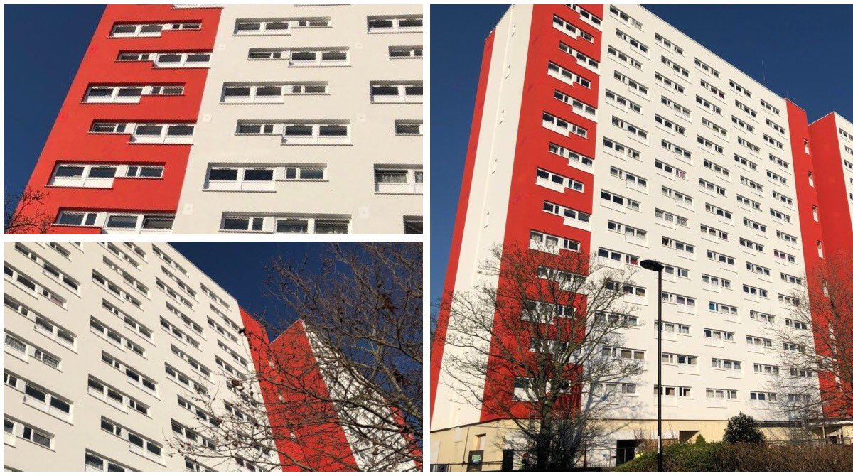 alseccoUK's tweet photo. Albion Tower in Southampton looking lovely and bright in today’s sunshine ☀️. Using our Ecomin 300 system, A2 Fire classification. @SouthamptonCC #CreativeEfficiency https://t.co/ZkpFqGqWik