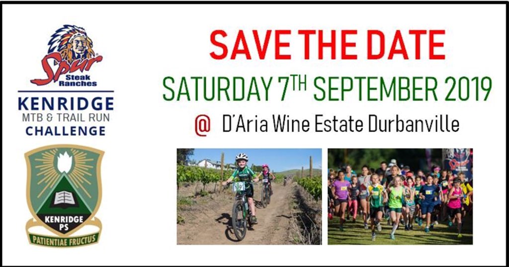 Save the date: Saturday 7 September 2019.
Spur Kenridge MTB &amp; Trail Run Challenge. #spurkenridgechallenge2019 <a href="/Kenridge_PS/">Kenridge Primary</a> <a href="/SpurSports/">Spur Sports</a> <a href="/GecoCycles/">Geco Cycles</a> <a href="/SpurMTBLeague/">Spur MTB League</a>
