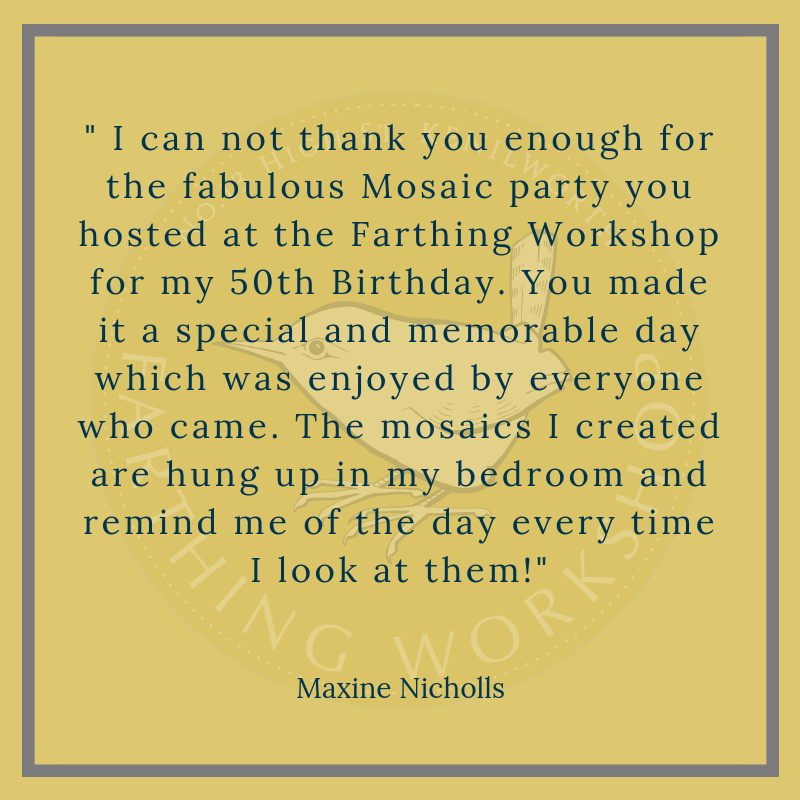 FarthingWork's tweet photo. Thank you for taking the time to leave this lovely review Maxine,  it really was a pleasure to share your special day with you. #Farthingworkshop #CustomerReview #Mosaics https://t.co/OwMhbLmj99