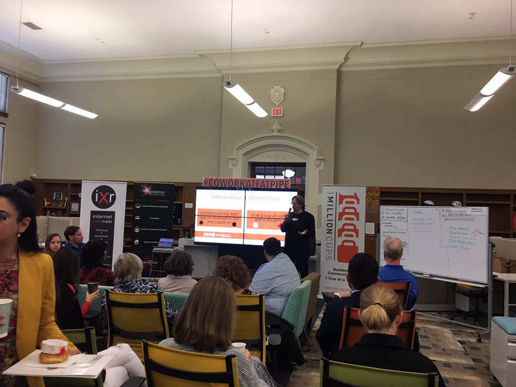 Enjoyed presenting to #1MCABQ thanks to the <a href="/1MillionCupsABQ/">1MillionCups ABQ ☕️</a> and organizers <a href="/sonjadewing/">Sonja Dewing</a>, PaulSauter, <a href="/lisaadkins/">Lisa J. Adkins 🏝</a> and @ewhitmore (pictured)