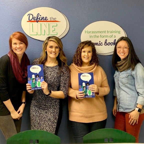 Define_theLine's tweet image. It was so fun to chat with Kimberly and Kirsta on the @LASKIPodcast! We may or may not have done a dramatic reading of one of our favorite scenarios from the comic book. You’ll just have to listen to find out! buff.ly/2GPCnbr #definetheline #stopharassment #metoo #timesup