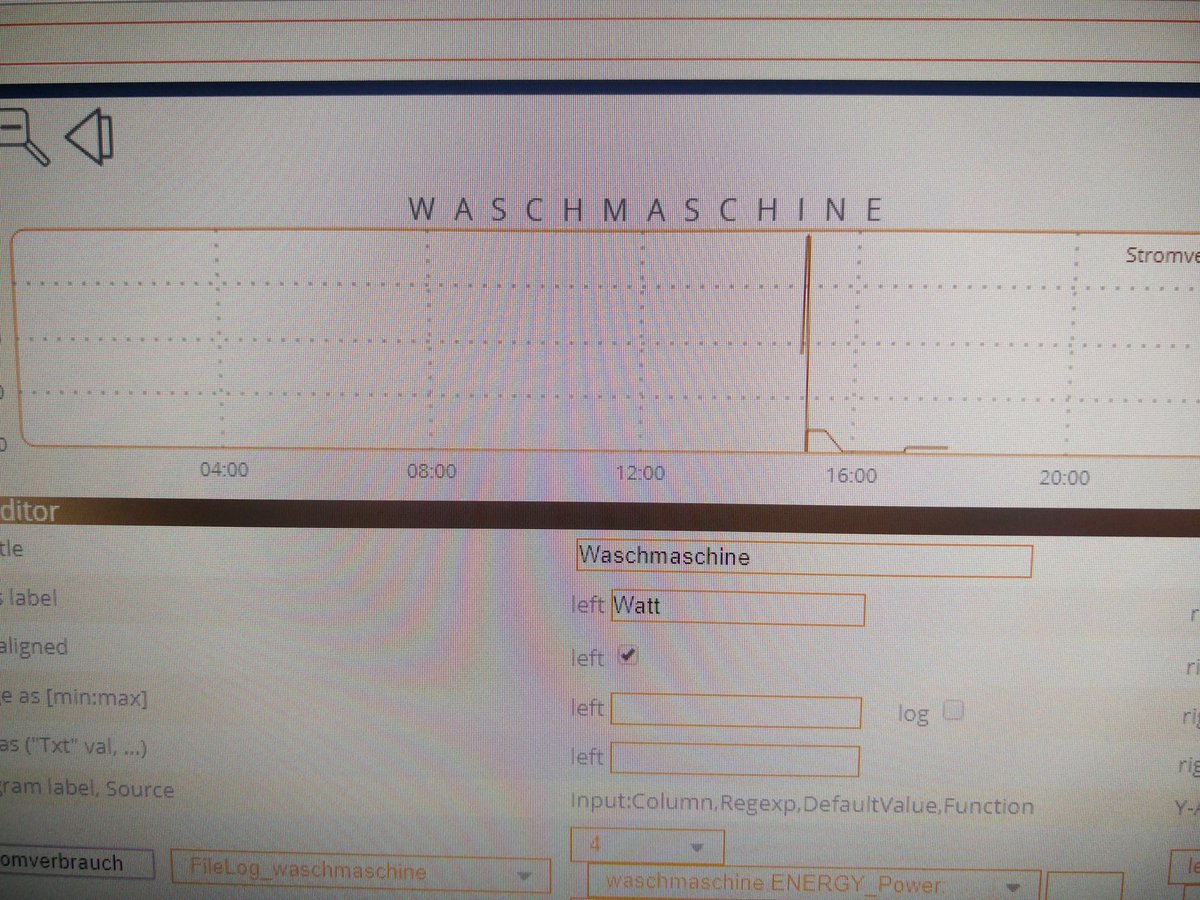 cyablo's tweet image. So, Verbrauchsmessung für Waschmaschine und Trockner läuft. Noch Regeln bauen und schon ist die akustische Benachrichtigung fertig. #fhem #esp8266
