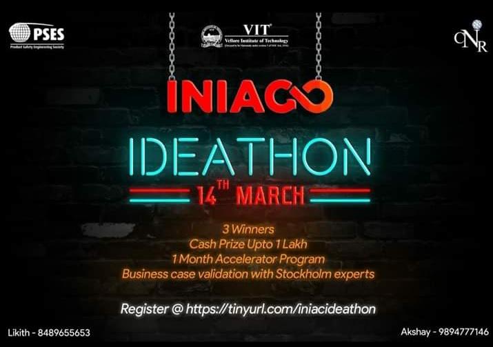 2k19Sus's tweet photo. #INIAC #Ideathon#register
Win exciting prizes
VIT we are coming. Business case validation with Stockholm experts.
Register @ https://t.co/3siqnXkEge
Cash prize upto 1 lakh
1 month accelerator program
14th march https://t.co/17IB9qlW34
