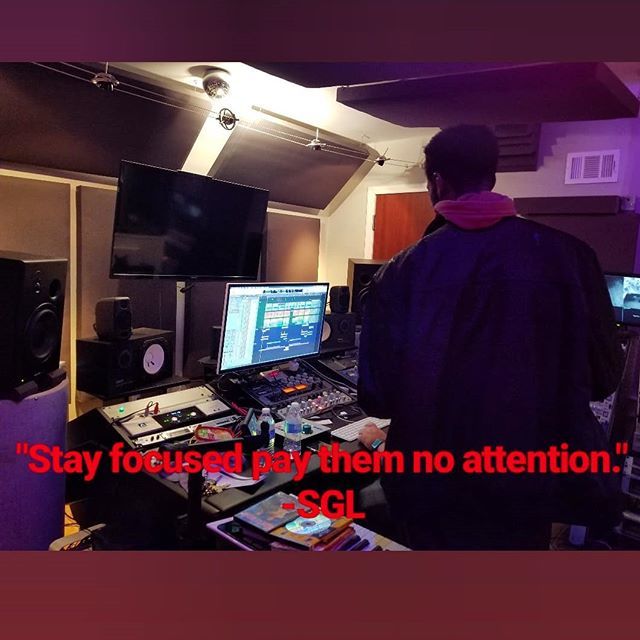 SirGlennLamar's tweet photo. "Stay focused. Pay them NO attention." -SGL 
Check my story to see footage of @_roeb the feature artist on this track "drag" - my new unreleased single 🔥🔥 dropping soon 🚨 stay tuned. 
#staymotivated #studio #SGL #dc #dmvshows #creative #music #newmusic #belegendary https://t.co/pUrs4lsPhH
