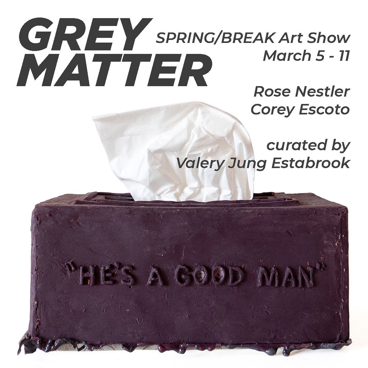 KoreanFanDeath's tweet photo. Thrilled to be returning to this year's @SPRINGBREAKshow!!!! This time curating the genius sculpture and video works of Rose Nestler's and Corey Escoto. Please come out and see us next week!
#factandfiction #springbreakartshow #springbreakartshow2019 #coreyescoto #rosenestler https://t.co/852yLD0bzq