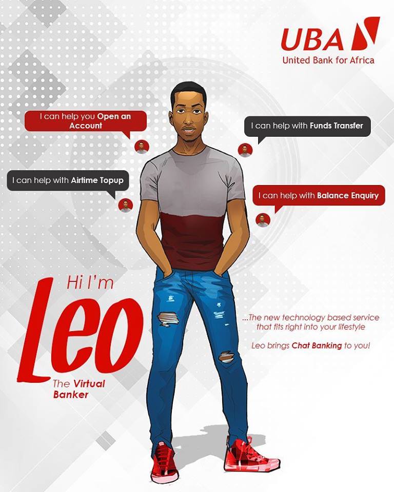 UBAUganda's tweet photo. Your convenient alternative to banking  #MeetLEO. Log into your Facebook messenger type in #UBAChatbanking and let LEO do the rest. https://t.co/KioVuzWnEG
