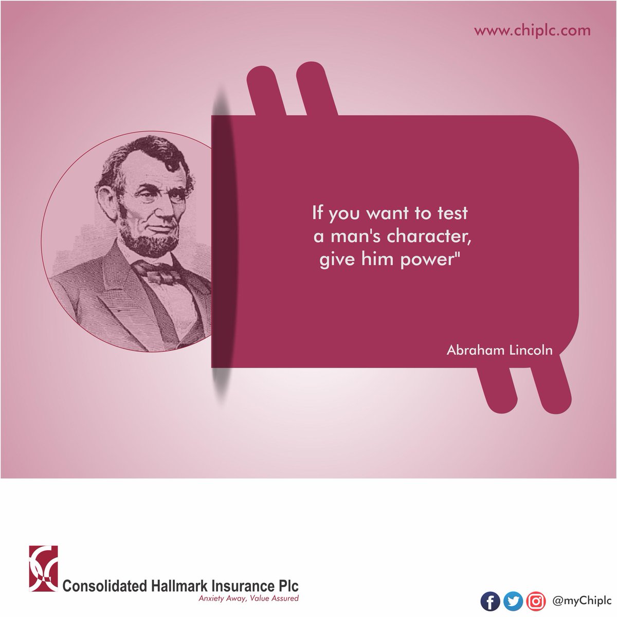 MyChinsure's tweet photo. "If you want to test a man's character, give him power" - Abraham Lincoln.
#CHInsure #Nigeria https://t.co/prSMsthB24 https://t.co/PpjMwJzDxM