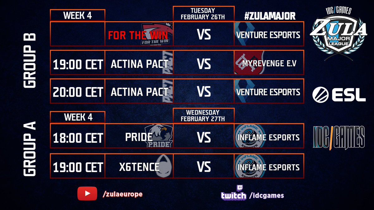 ZulaEurope's tweet photo. Zula ESL Major League W4D2 is about to start! join the Steam stream and enjoy the #ZulaMAJOR https://t.co/LVFPDwAP5P https://t.co/90WQ9R0XMQ