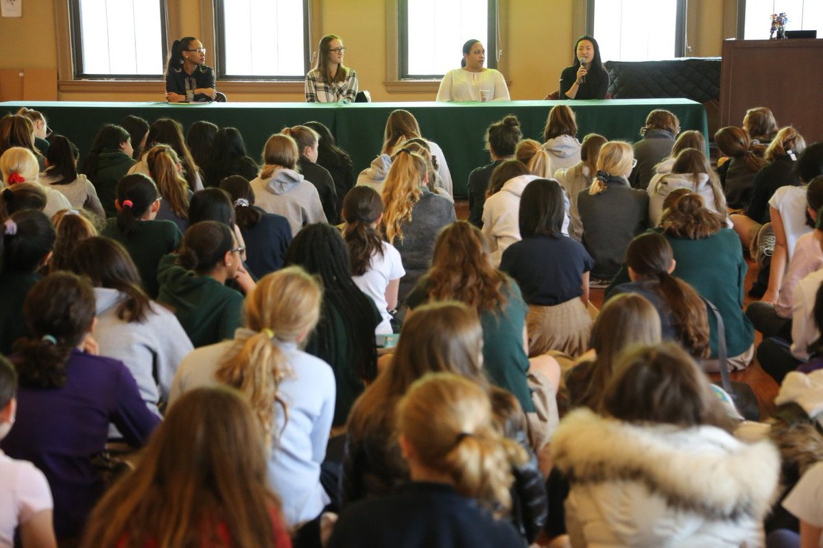 kentplaceschool's tweet image. Middle Schoolers heard from a panel of #womenengineers Wednesday morning. Students learned about their careers and what it is like to be a woman in the engineering field. #kpsstem #engineersweek