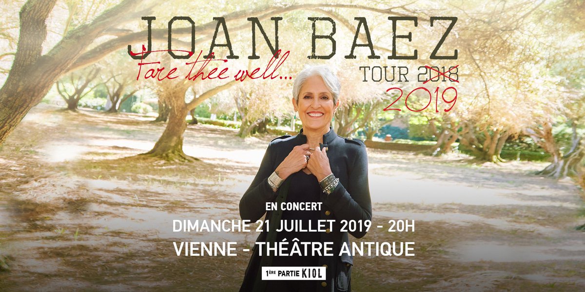RPOspectacle's tweet photo. La tournée d’adieu de @joancbaez fait partie des évènements majeurs de 2018 et 2019.  Après s’y être produit en juin 2012, l’icône des 60’s nous fera l’honneur de revenir à @vienne_38  au Théâtre Antique dimanche 21 juillet 2019 ! @ledauphine @dauphinevienne @38_Vienne https://t.co/8omkfb8rL4