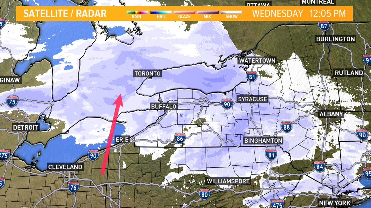 pathammer's tweet photo. This second push of snow will be heavier and will take us through the afternoon and lead to a slow evening commute. @WGRZ #Buffalo https://t.co/2EHy3lp5jB