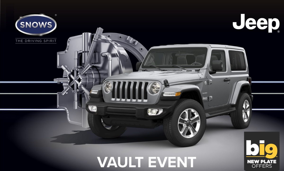 SnowsJeep's tweet photo. SNOWS VAULT EVENT: NOW ON
You could be getting your very own #VaultCode to unlocking an exclusive #discount on a brand new #Jeep! Find out more today >> https://t.co/a78TXSzDYb https://t.co/55z3VhMlSo