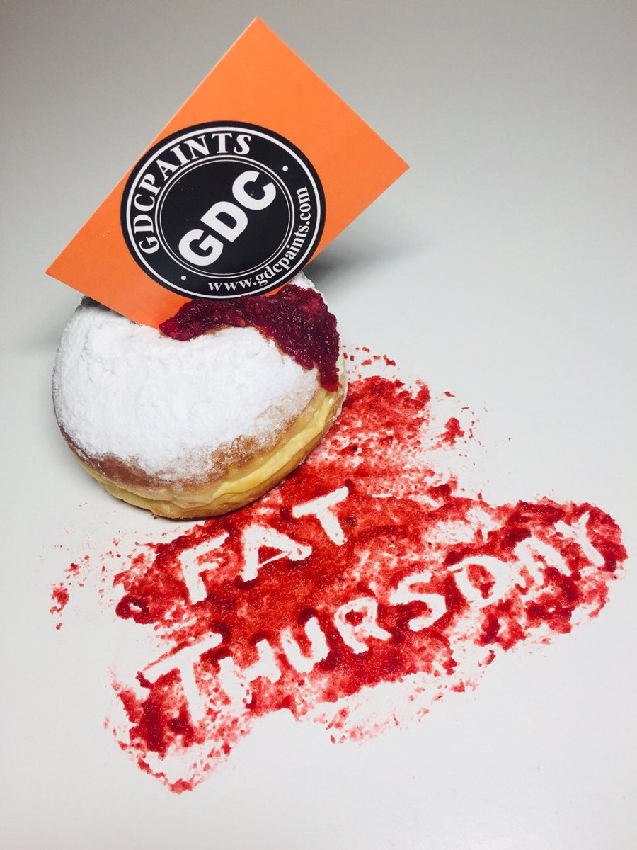 It’s that time again!! FAT THURSDAY tomorrow.
Pop in to a branch of GDC Paints for a doughnut (or two!) &amp; don’t forget to wash it down with a free tea or coffee.