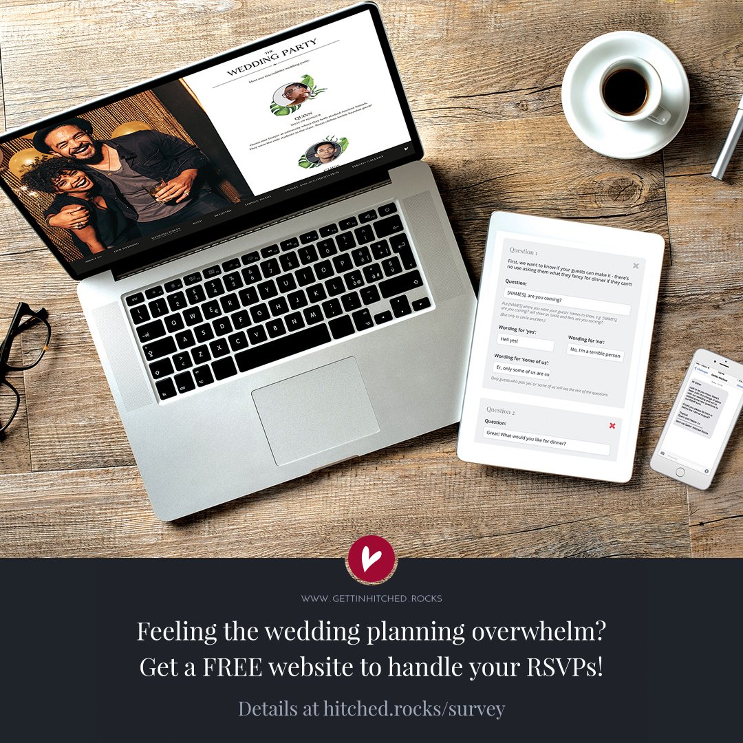 Hello #weddinghour! Could you please help us spread the word about our (really rather fab) #competition to #win a (really rather fab) #wedding website and stationery bundle worth £355?

Have we mentioned how fab it is? (Really rather!)

Details at: hitched.rocks/survey