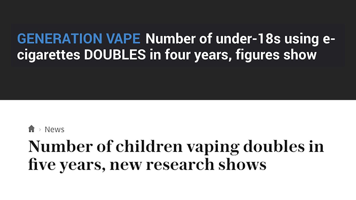 E-cigarettes hit headlines today after new figures on youth vaping were  released by @PHE_uk. But are the headlines telling the full story? We offer  some context in this thread. (1/6)