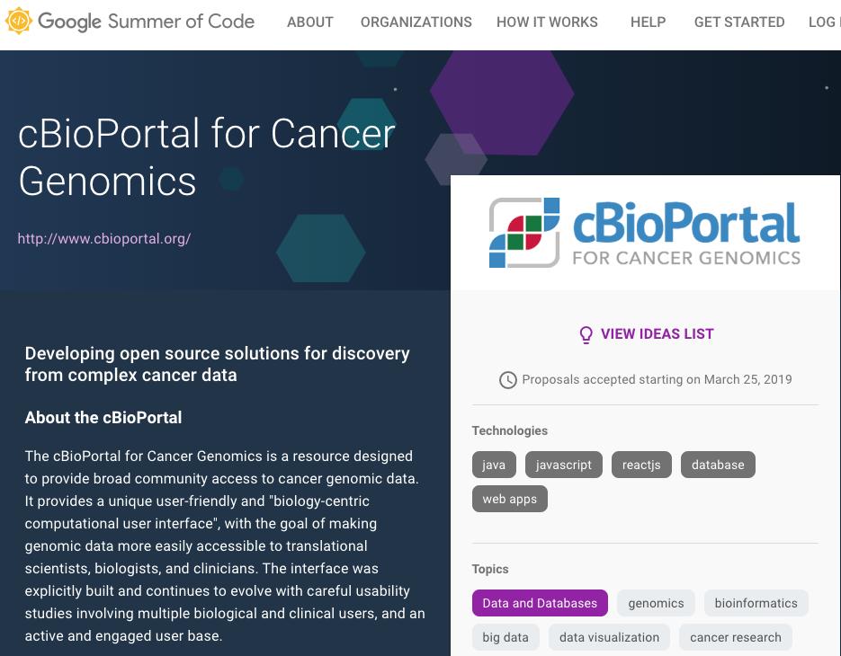 bastien_nguyen's tweet photo. Are you a student interested in developing #opensource solutions to facilitate access to #cancer #genomic data? Choose @cbioportal for your google summer of code ☀️!! @gsoc #GSoC #GSoC2019 
Ideas --> https://t.co/ktMbk1BL3M https://t.co/Q8SfjBAFpz