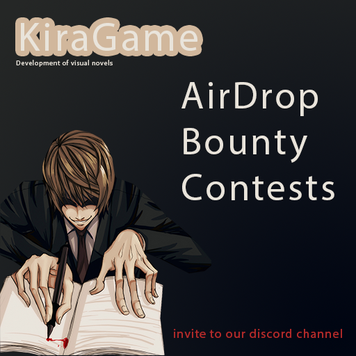 kiragame_team's tweet photo. KiraGame holds bounty and airdrop company.
Every week new contests and participation in the development of visual novels.
We invite you to visit our discord channel!
https://t.co/7K3lNzjbiw https://t.co/2Jn0C42Dn4