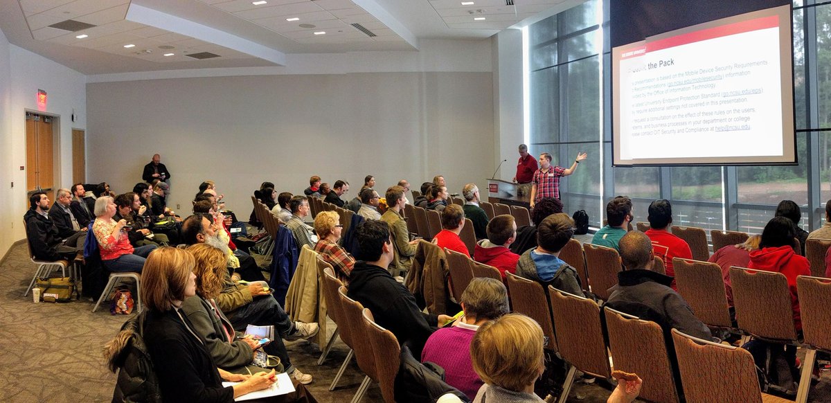 NCStateOIT's tweet photo. Great turnout for the 
Mobile Device Security workshop as part of Data Privacy Month. #NCState protect the #Pack: Cover your Assets! https://t.co/ncfWOTNcx0