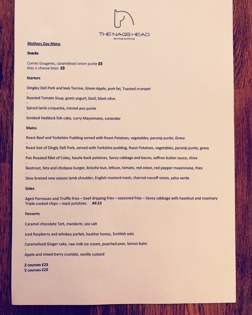 awesome menu for Mother’s Day <a href="/NagsHead_Hadham/">The Nags Head</a>