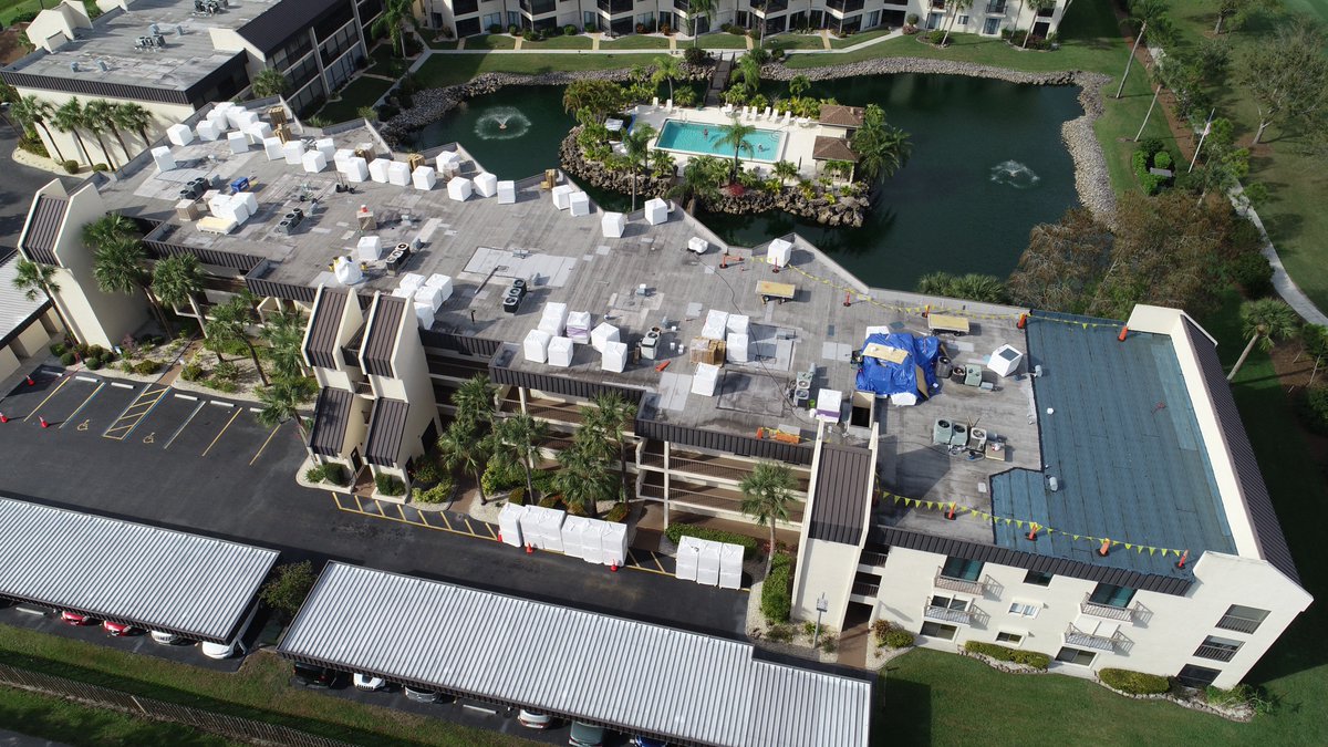 CFSroofingLLC's tweet photo. Day 1 of Operations at Cypress Condominiums! 
Benefits of reconditioning their roof include:
-installing a highly reflective surface
-establishing durability 
-adding performance for relieving ponding situations
-building resistance to mold, dirt, and punctures
#roofers #roofing https://t.co/7slRLAX9rs