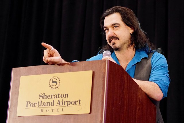TheWeirdTeacher's tweet photo. Awesome mid-lightning talk pictures of me by @rwentechaney from #ipdx19 last week. Thank you! https://t.co/kadNKHOv1v