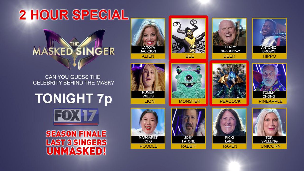 2 hour Masked Singer tonight on FOX 17 for the final unmasking!