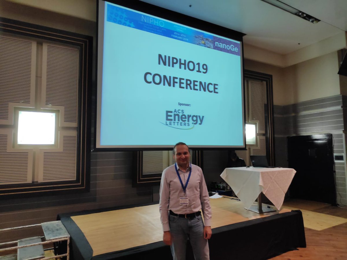 FmemL's tweet photo. Prof. Pavel Troshin at the #NIPHO19 conference in Jerusalem with the talk "Towards Understanding the Electrochemical Degradation Pathways of Lead Halide Based Perovskites" https://t.co/Du52uK83Lp https://t.co/uByQpxI0kC