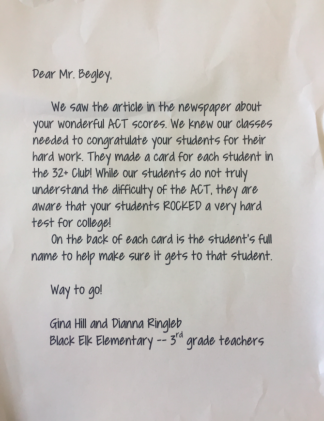 Brian_Begley66's tweet photo. Thrilled and grateful to receive these thoughtful congratulatory notes to our high achieving ACT students from our friends in Ms. Hill and Ms. Ringleb's 3rd grade classes @MPS_BlackElk!  Just like this one sent to @lucyvmurrell who scored a 34! #Proud2bMNHS #Proud2bMPS #BeKind https://t.co/fYMvbOX5wS