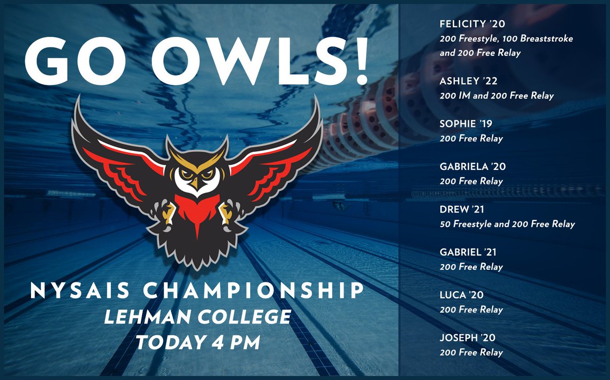Eight members of the Friends Swim Team will compete in the NYSAIS Championship Meet at Lehman College at 4 PM today! #GoFSOwls