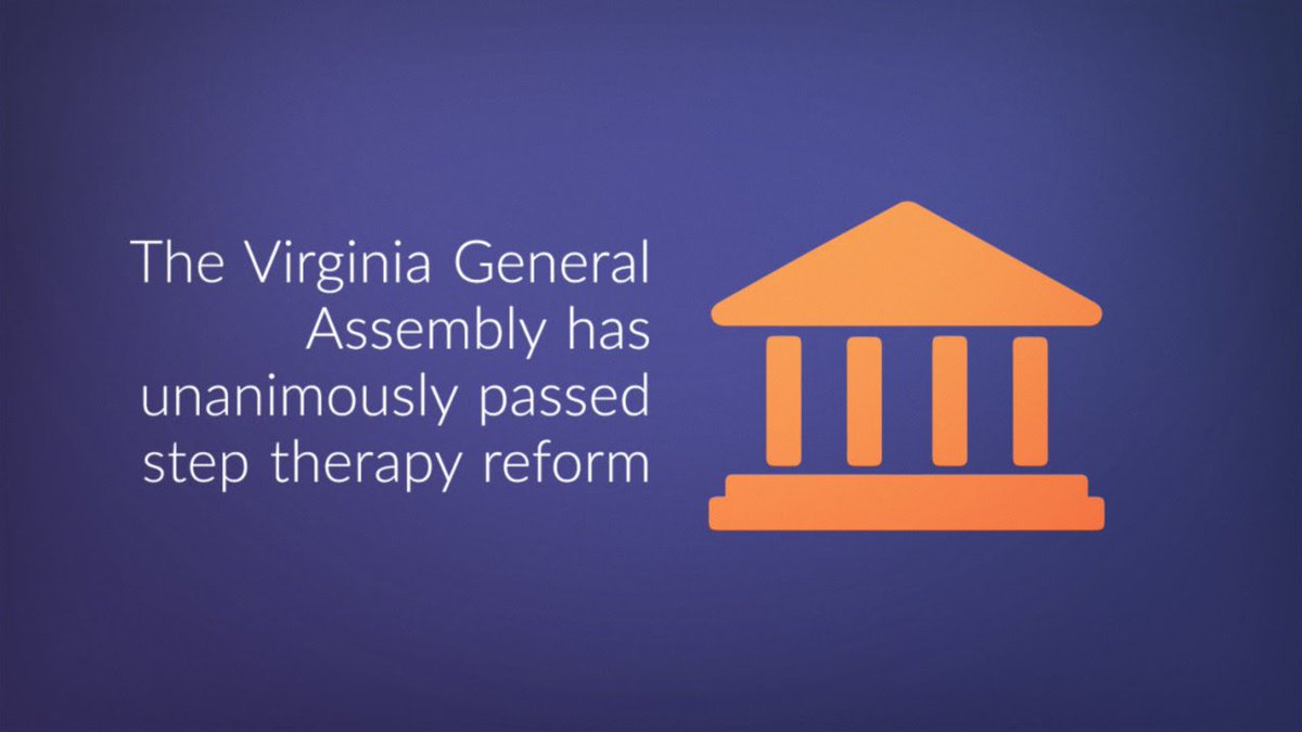 Thank you @DelGlennDavis for your tireless support for improvements to the #steptherapy process. Now that the VA General Assembly has passed #HB2126, we urge @GovernorVA to sign this bill into law and make VA the 20th state to improve step therapy. bit.ly/2XoC9Nn