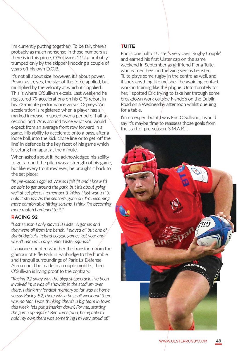 darrencave13's tweet image. The #viewfromthecave was back last Saturday in the @UlsterRugby match day programme. Have a read and (try to) enjoy my thoughts on young prop @osullier1 🙌 even if you don’t read it or like it give it a wee rt or 👍 just to be sound? #SMART