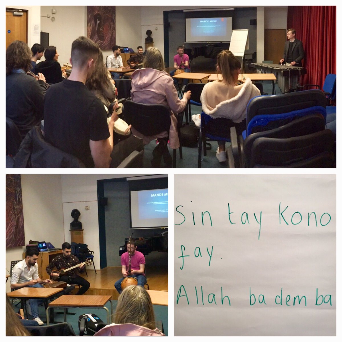 NangleJ's tweet photo. Wonderful lecture on the Kamele n’goni from @AfroEire with 3rd year @RIAMDublin students today followed by an impromptu jam session https://t.co/MMl4fx8DLz