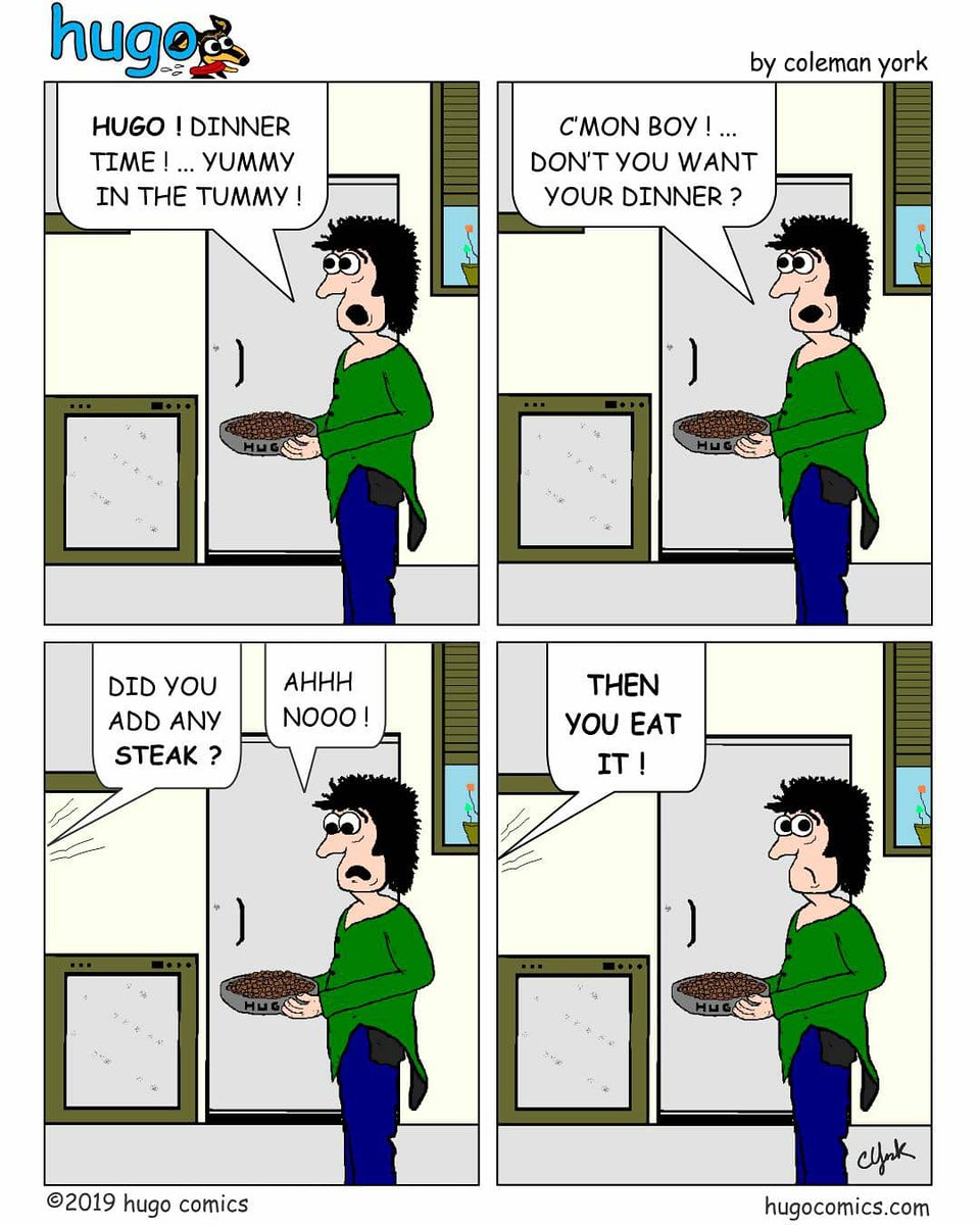 HugoComics's tweet image. Carl wants Hugo to come for his dinner  but Hugo wants to know what's  in it?
@HugoComics Toronto