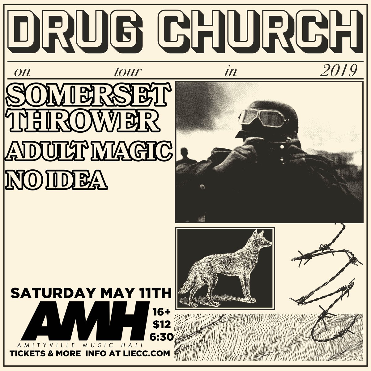 JUST ANNOUNCED at @AmityvilleMH: <a href="/DrugChurch/">Drug Church</a>, @SomersetThrower, Adult Magic, and <a href="/noidealihc/">No Idea</a> on 5/11. Tickets are on-sale now!
🎟️: bit.ly/2U8usc4