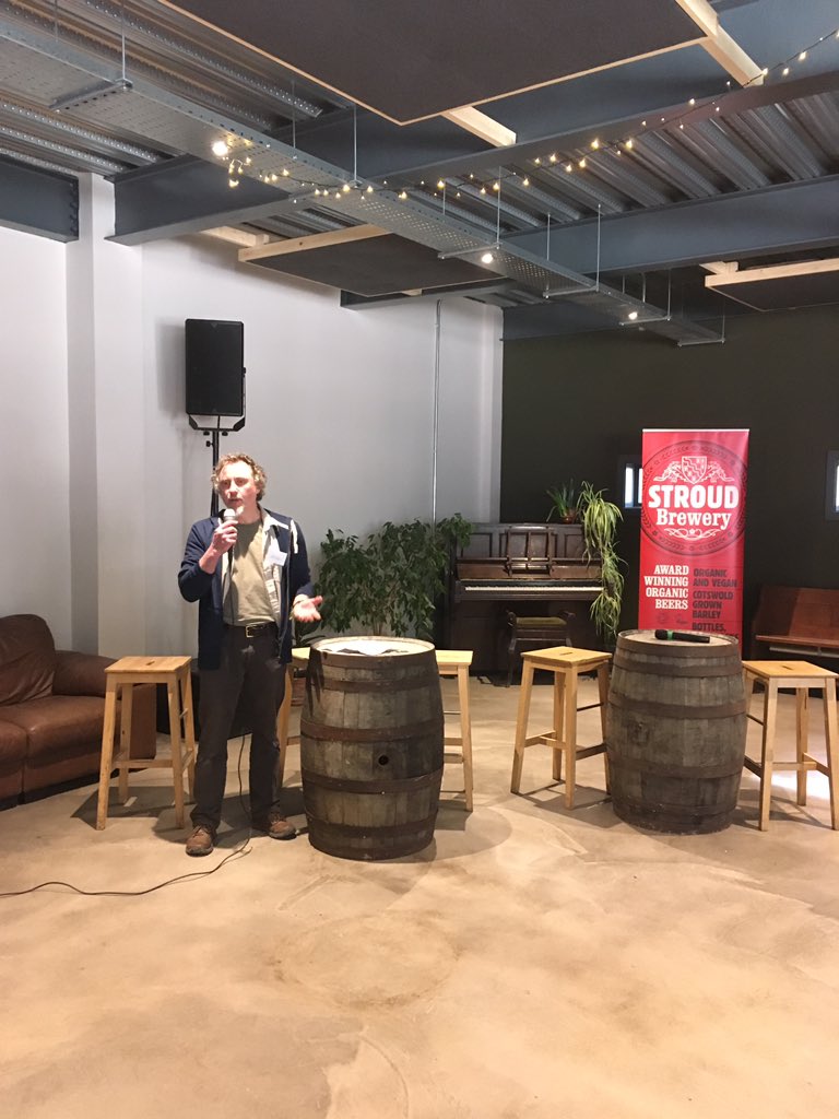 benedictorchard's tweet photo. Interesting day with team @StroudBrewery seeing new site &amp; tap room. Talking #sustainability &amp; all things good beer; giving @Adnams view.
Tour, food pairing &amp; lots of sampling! The #upcycled old cask urinals came in handy! Thanks Greg, Chloe, Rachel &amp; all #Stroud #beer https://t.co/AymUPWzn0E