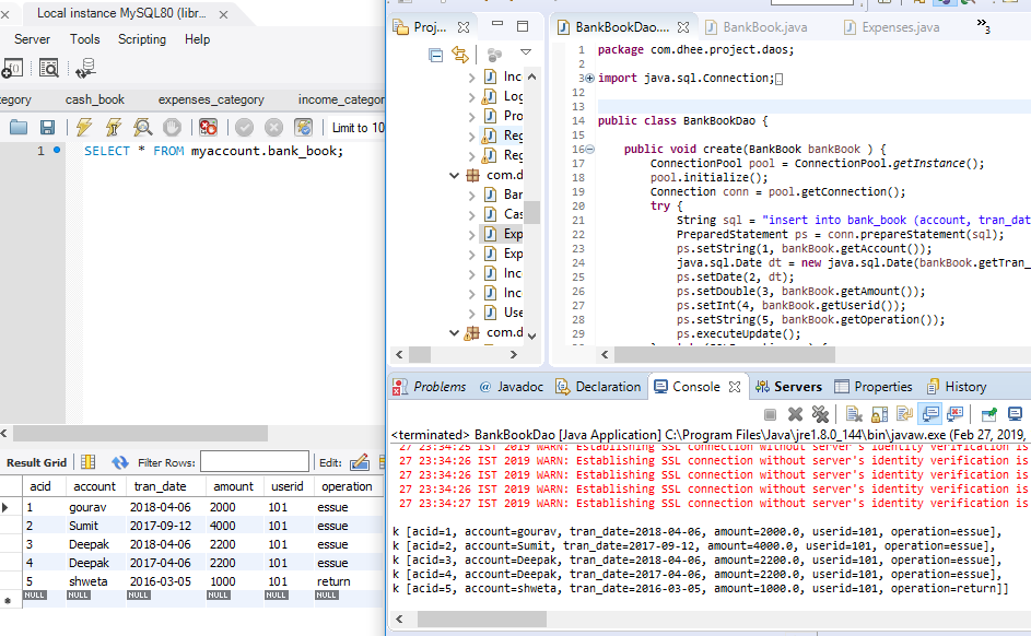 Dheeraj42792299's tweet photo. #Day20
#100DaysOfCode
#J2EE
Switch to Back-End ,
#DBMS
Working with #Pojos & #Daos
#HappyCoding https://t.co/6JzqltfXl3