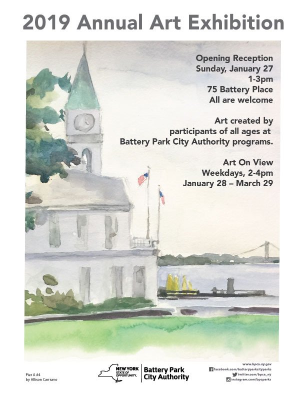 bpca_ny's tweet photo. ART BY THE PEOPLE:  #BatteryParkCity's Annual Art Exhibition showcases works by participants in #BPC's year-round art classes! On view weekdays thru 3/29, 2-4pm: https://t.co/YGWAdFH6av… #BPCArt #BPCCommunity #BPCPeople #BPC50 @DowntownNYC @FiDiKids @yuhline @BrianKavanaghNY https://t.co/eHZ80t9xze