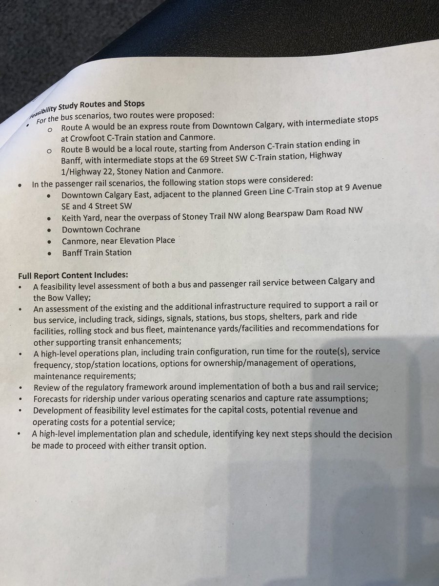 Officials from <a href="/Banff_Town/">Banff Town</a>, <a href="/TownofCanmore/">Town of Canmore</a>, <a href="/cityofcalgary/">City of Calgary</a> <a href="/TownofCochrane/">Town of Cochrane</a> and #LakeLouise release study that concludes mass transit by bus and rail is feasible between #yyc and <a href="/BanffNP/">Banff National Park, Parks Canada</a> but other govt funding needed.