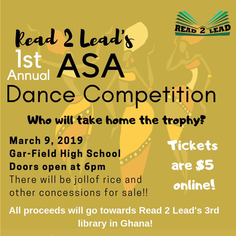 samanthboateng's tweet photo. 🗣🗣On Saturday, March 9, Read 2 Lead will be hosting its 1st Annual HS ASA Dance Competition!!! You don’t want to miss this fire 🔥🔥🔥 We have 5 teams competing, so come out and see who takes the trophy! https://t.co/PezWMO0BGp https://t.co/v8aSwg6H0W