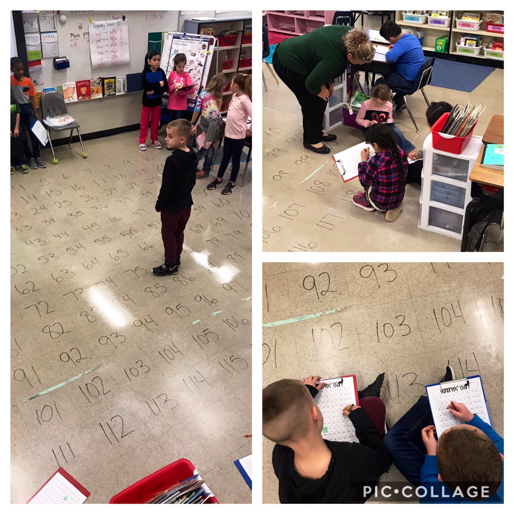 UnionESNC's tweet photo. Students in @CainesClass are engaged during a math lesson on counting up and counting down using a life size hundreds chart! #BeTheBest #TeamUCPS https://t.co/JxoFiLXUvH