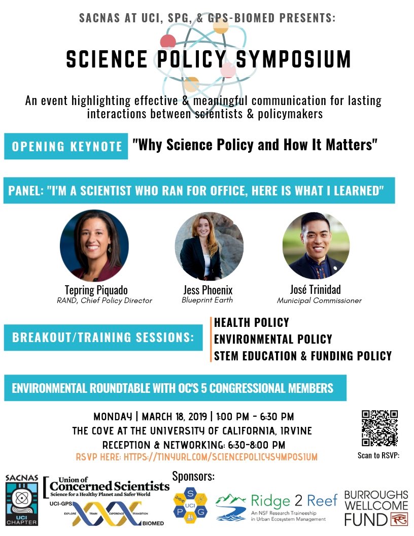 SacnasUCI's tweet photo. 🚨@SacnasUCI,@BiomedGps, &amp; @scipoluci BRING YOU THE BIGGEST OC #SCIPOL EVENT🚨

Come hear from @DrTepring, @jessphoenix2018, &amp; @JoseTCastaneda3, check out our breakout sessions, &amp; ATTEND A ROUNDTABLE DISCUSSION WITH ALL OC CONGRESS MEMBERS!

RVSP NOW🙌🏽
https://t.co/4HgUNiWmky https://t.co/yHvhEhFOcw