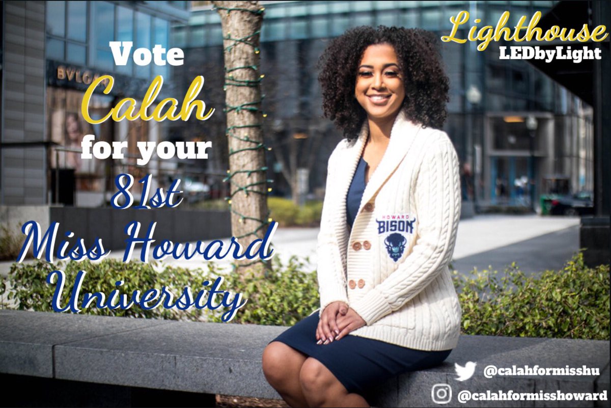 calahmishael's tweet photo. Calah McQuarters is ready serve her University once more as your 81st Miss Howard University, helping to make Howard a Lighthouse full of students being LED by their own Light. Be sure to vote #CalahforMissHoward March 21st. #Lighthouse #LEDbyLight https://t.co/JMqdmMP4ks