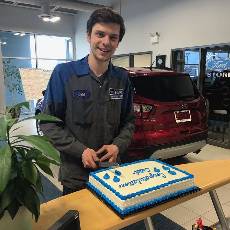 Congratulations Caleb!!!!
Our Caleb Haines is no longer an apprentice. After passing his exam he is now a technician. 
#wemakeeverythingeasy #bluestarfamily #ford #fordservice #forddealer