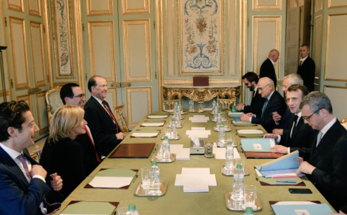 stevenmnuchin1's tweet photo. Thank you to President @EmmanuelMacron for hosting us today. We had important discussions on economic growth, our shared commitment to combating illicit finance, and other critical issues. https://t.co/KDixIbzhNW