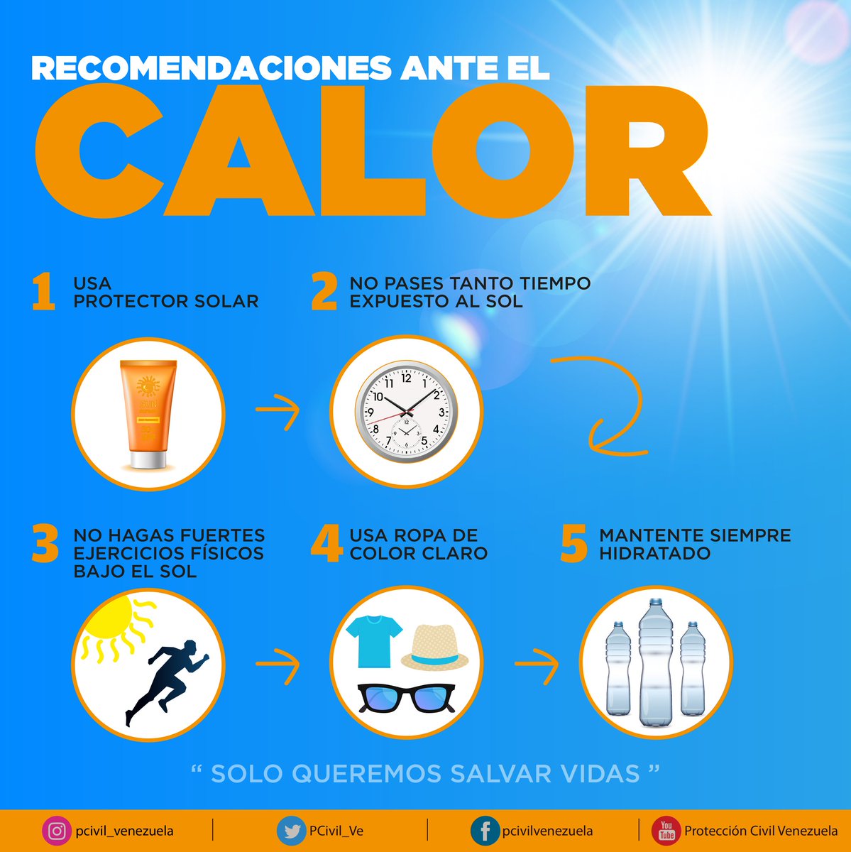 PCivil_Ve's tweet photo. #01Mar | Cuídate del Calor: ¿Cuáles son algunas recomendaciones que podemos seguir para cuidarnos?  (+INFO) 👇#CarnavalesFelices2019 https://t.co/DpJ3xRfw8H
