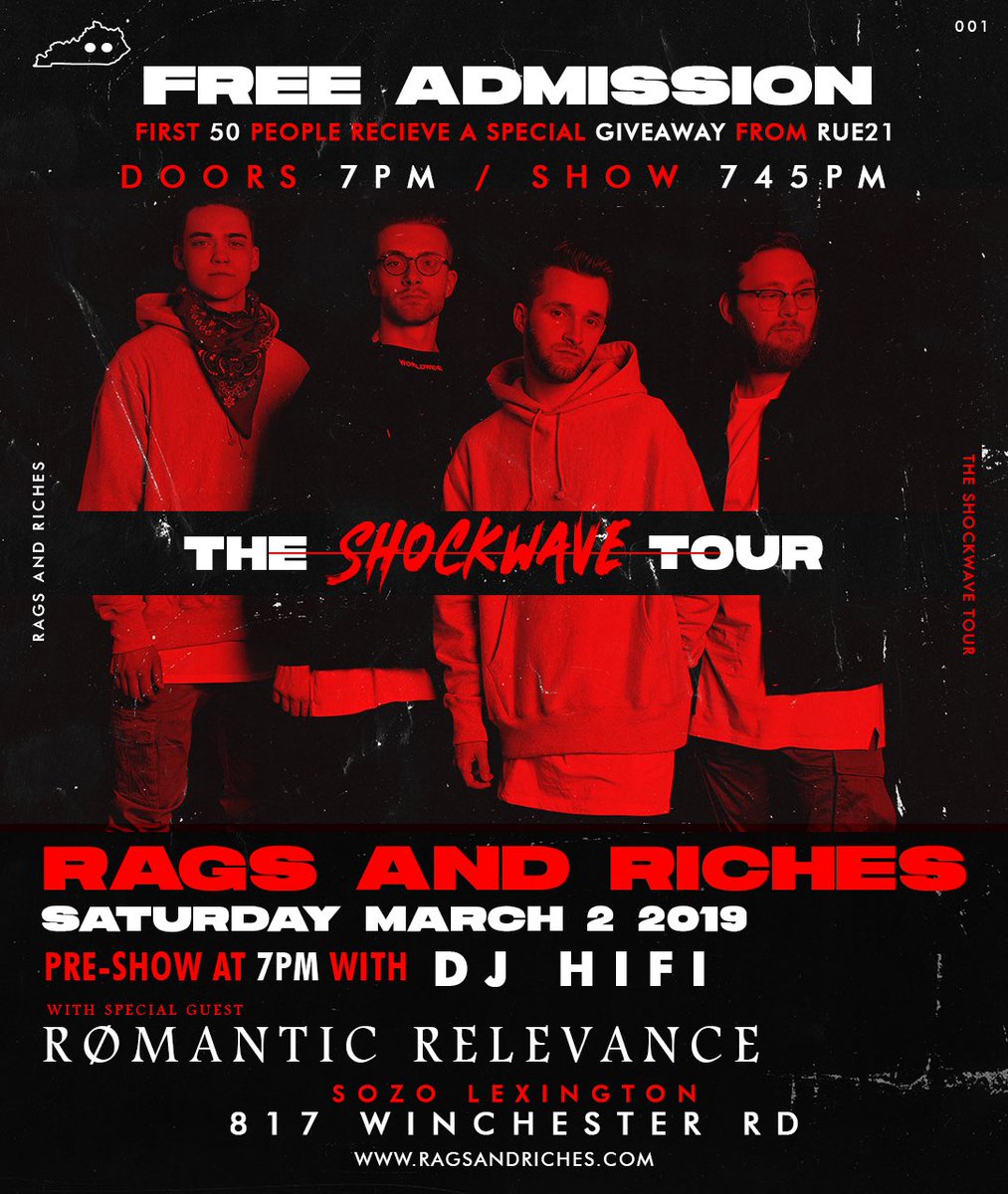 thrilled to announce we’ve added DJ HiFi to night one for a pre-show at 7pm FREE admission / Los Tres Locos Tacos / first 50 people get a special giveaway from <a href="/rue21/">rue21</a> ••