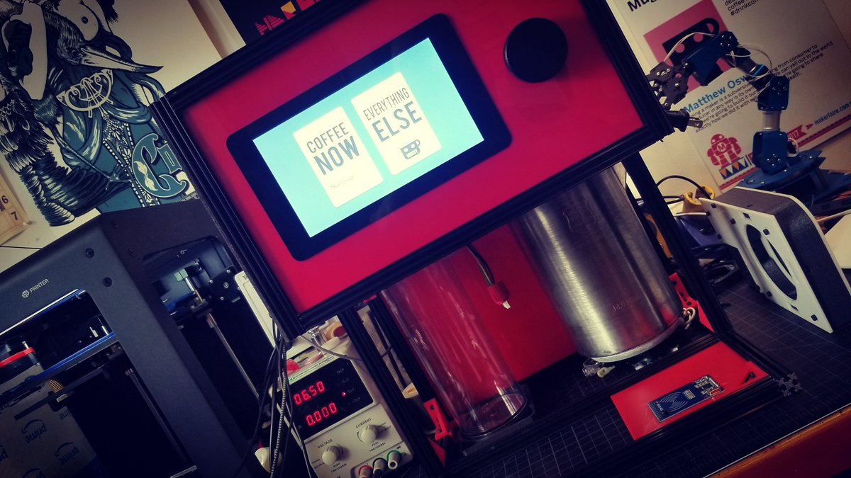 MattArgyle's tweet photo. Servo issue is fixed. Back to assembly with a serious focus on finding additional testing I may have missed, ignored or cut short. Update will go out tonight. #RaspberryPi #arduino #robotcoffeeforall #diytilldeath #Coffee https://t.co/2K6ogQ4WTF