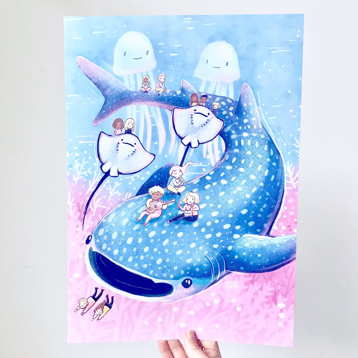 Nikki_Smits's tweet photo. New A3 posters available! 😀 Featuring this cute whale shark and his friends 💕 I’ll be selling them at @comicconbrussel this weekend and after that in my Etsy shop and other cons this year 😊 #comicconbrussels https://t.co/7QuKPBQBuE