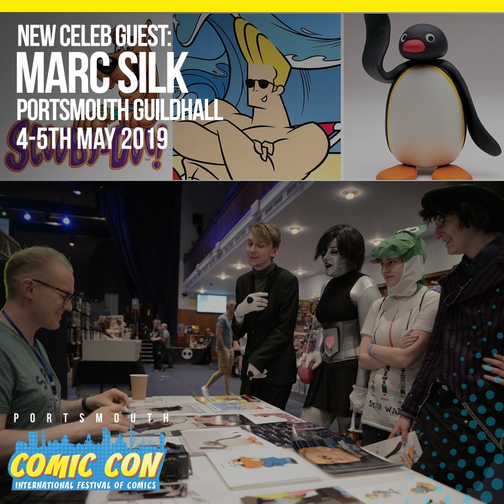 PComicCon's tweet photo. As we're sure those of you who met him last year would agree @marcsilk is an absolute legend and we're delighted to have him back for Portsmouth Comic Con 2019!

Marc has been the voice behind a LOT of Films, TV Shows, Games and Cartoons, including:

https://t.co/D94bmmRc6B https://t.co/YNnlZeFwlO